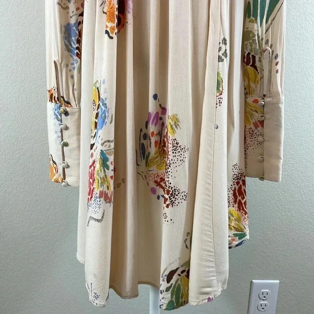 Free People cream floral/abstract‎ high low tunic size small